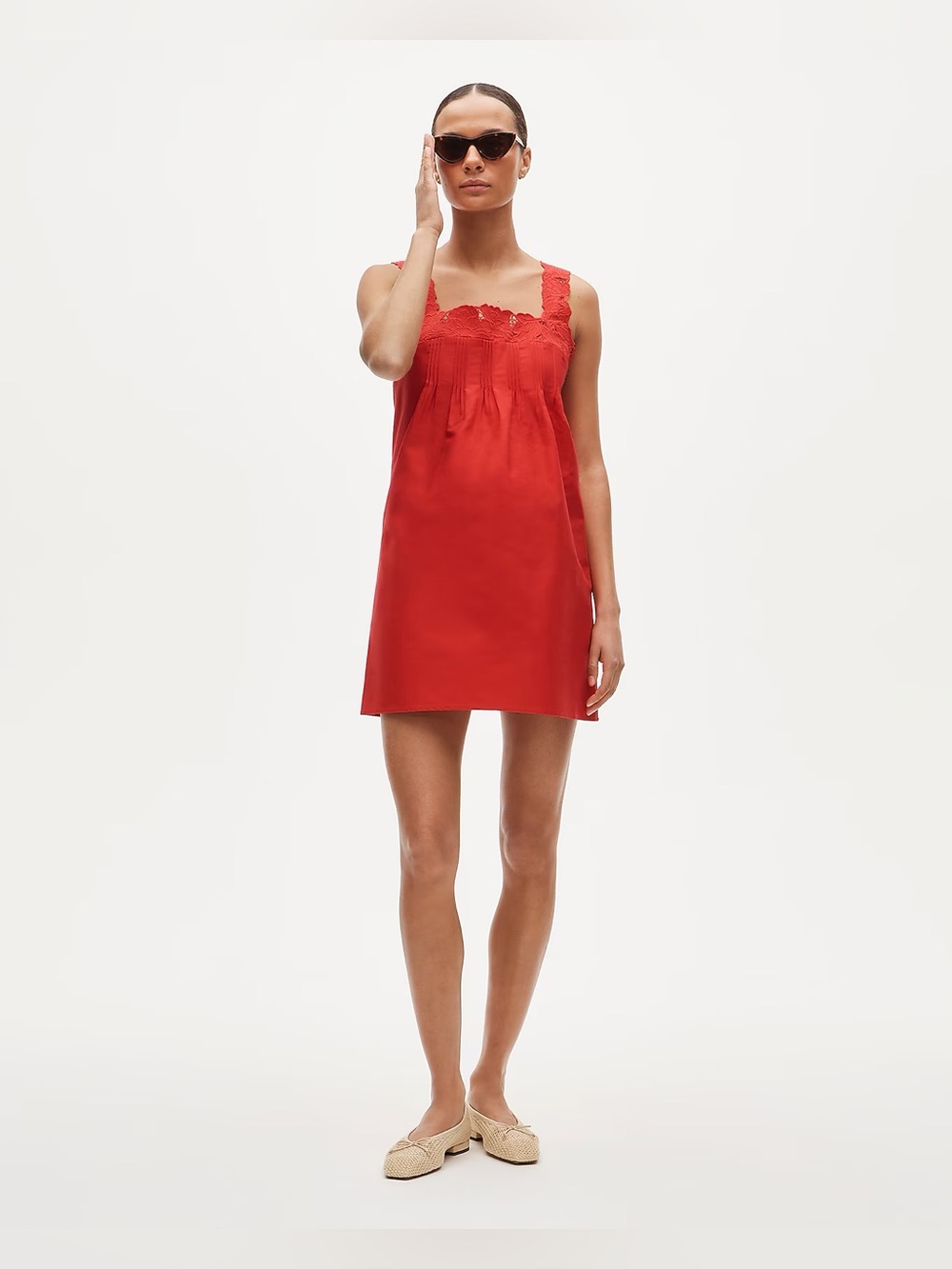 J.Crew Ondine mini dress in double cotton poplin in passion rouge